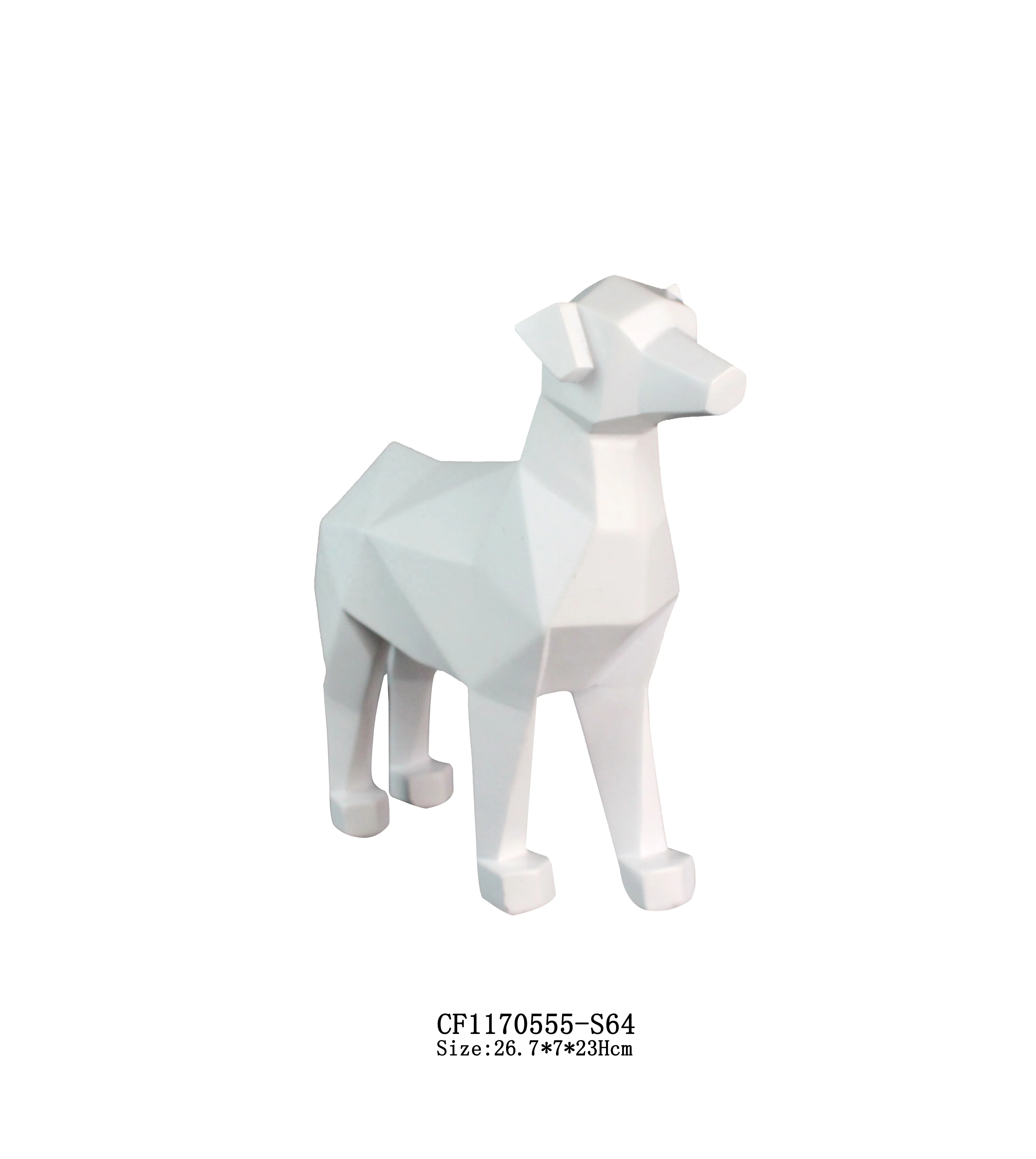 Wholesale cute modern geometric simple design white resin dog statue home accessories