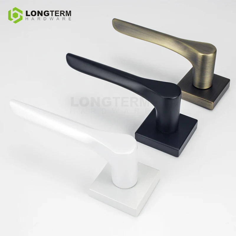Bedroom Wooden Door Pull Zinc Alloy Door Lock Handle Indoor Copper Matte Black Internal Door Handles on Rose