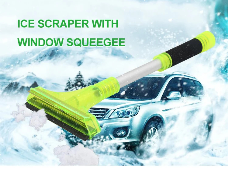 Auto Car Ice Break Scraper Aluminum Long Handle Rubber Snow Ice Scraper Snow Removal with Window Squeegee