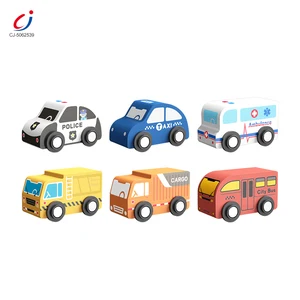 Chengji Educational Wooden Car Kids Toys Colorful Sliding Friction Custom Car Shaped Cartoon Toys for Kids
