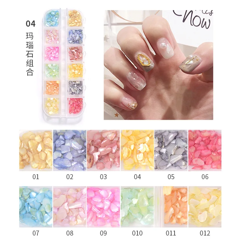  Nail Art Shells Slices 3D Nail Charm Irregular Slices UV Gel  Nail Sequins Decorations For DIY Nail Design Nail Art Shells Nail Art  Sequins Glitters Sea Shells Nail Flakes For Nail 