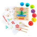 Wooden Peg Board Beads Game, Puzzle Color Sorting Stacking Art Toys for Toddlers, Toddler Educational Montessori Games