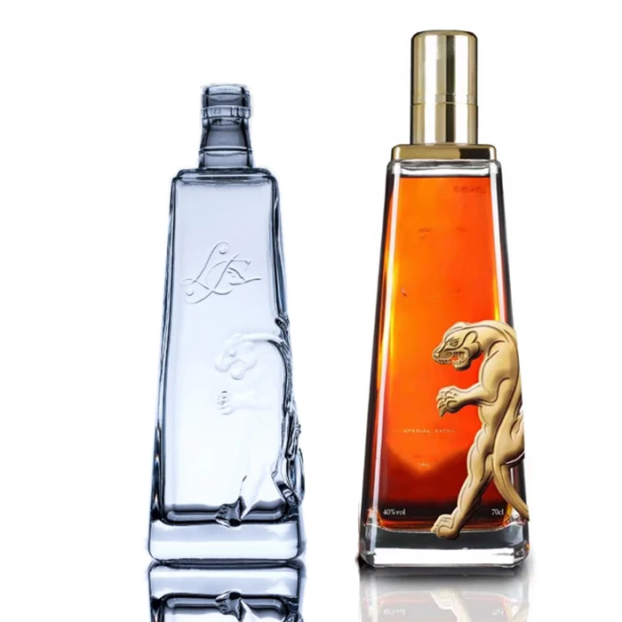 50ml 375ml 750ml 1000ml  French square Glass Bottle for Brandy