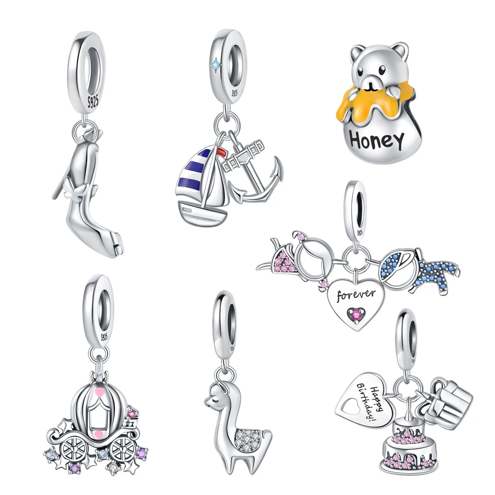 Breloques Pendentifs Argent Sterling 925 Thème Marin - Coquillage, Corail, Homard, Oiseau - Pour Bracelets, Colliers Femme