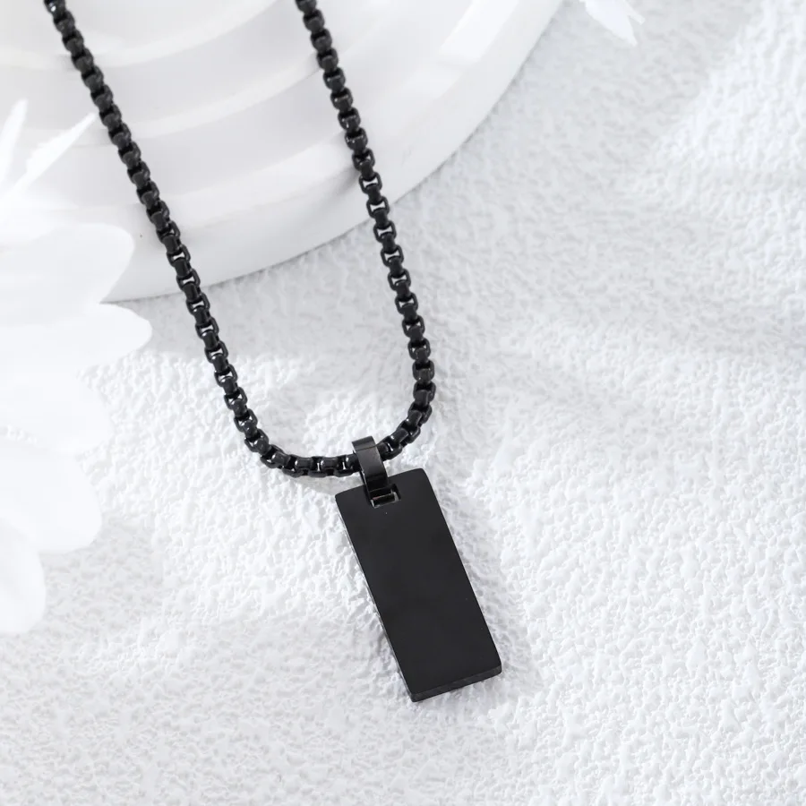 Square Pendant Engraving Necklace