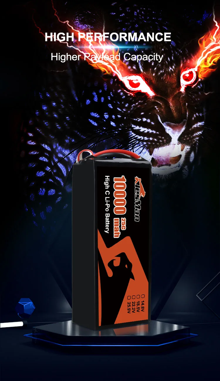 High Capacity 25C Discharge Rate Lipo Drone Batteries 10000mAh 6S 22.2V 60C 100C Lithium Polymer RC Batteries for FPV Drone 5
