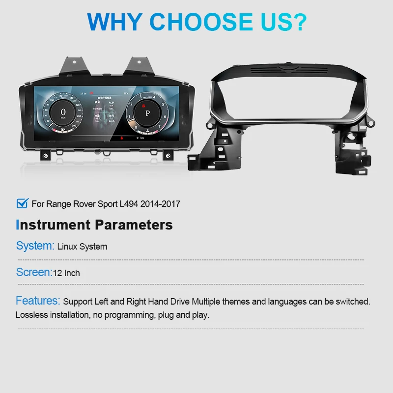 Navihua Car Dashboard Virtual Instrument Cluster Cockpit LCD Cluster for Range Rover Vogue 2014-2017 Speedometer Digital Cluster