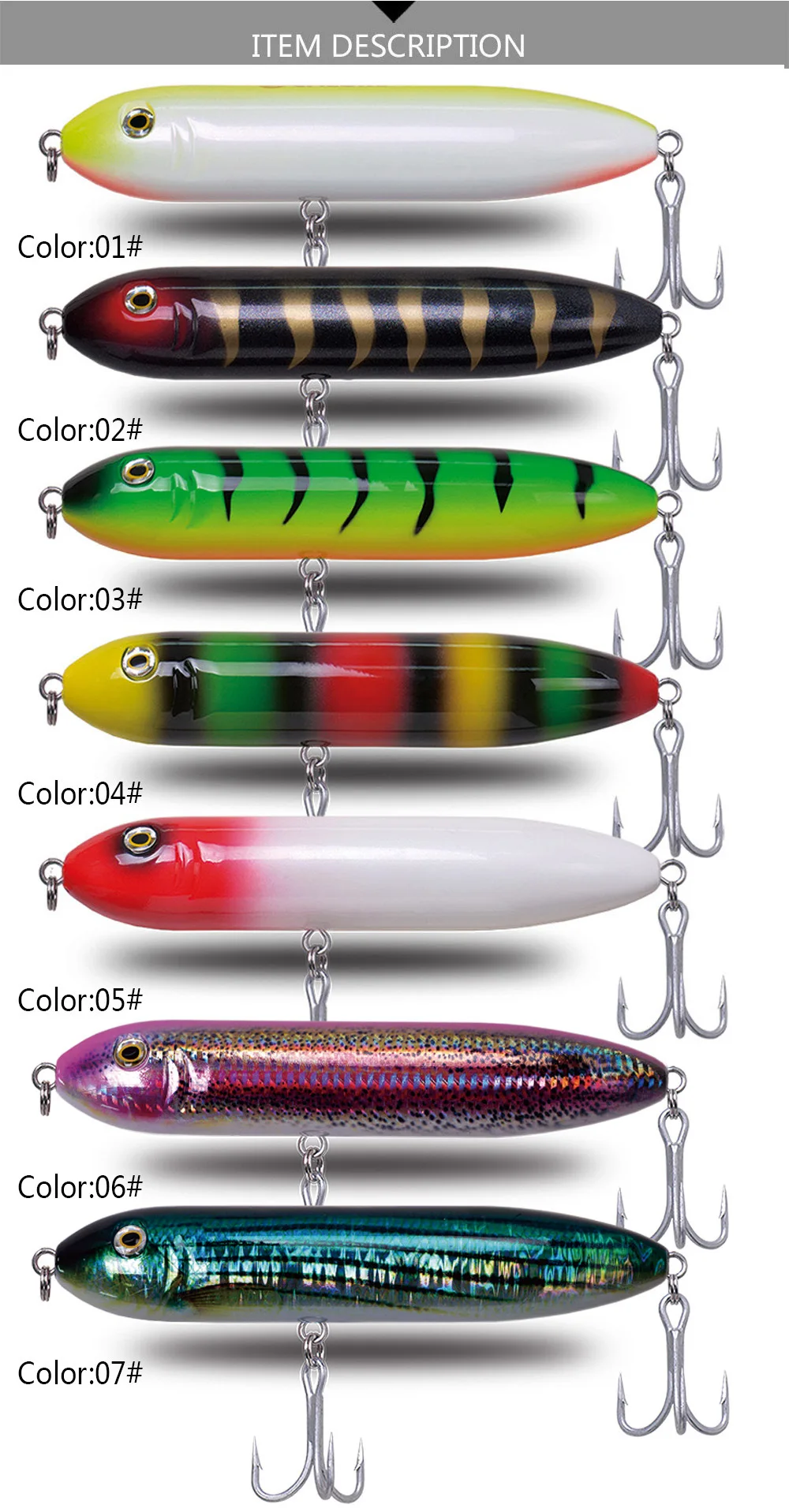 Spook Lure 6.5in 165mm 95g Long Casting Top Water Floating Lifeliked ...