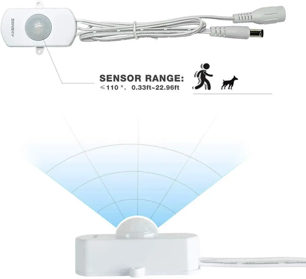 BS010BW DC12V 24V  Time Distance Adjustable Dimmer Mini Smart PIR motion Sensor For Light Control