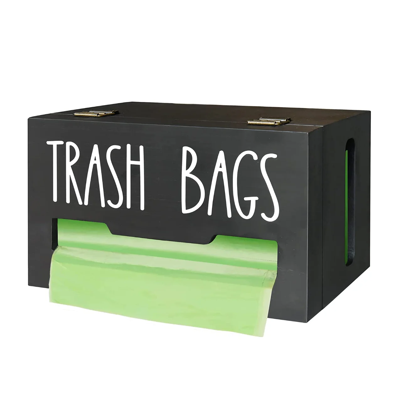 Kitchen Organizer Black Trash Bag Dispenser Wood Wall Mounted Trash Bag