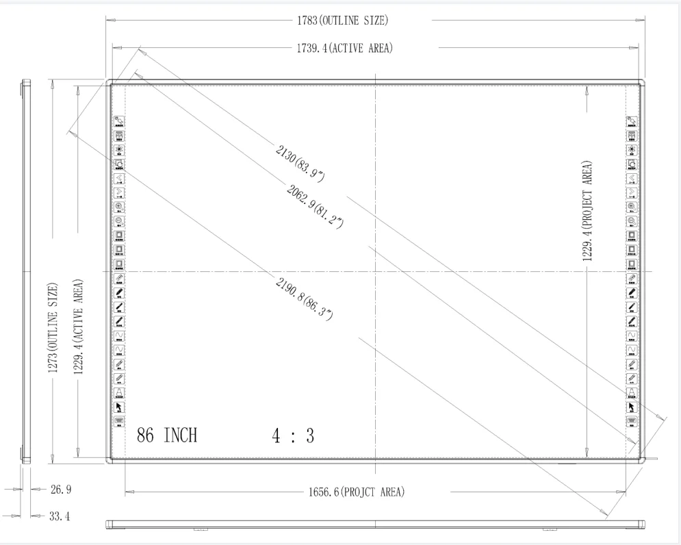 86 Inch Infrared Touch Electronic Whiteboard Touch Whiteboard Sdk