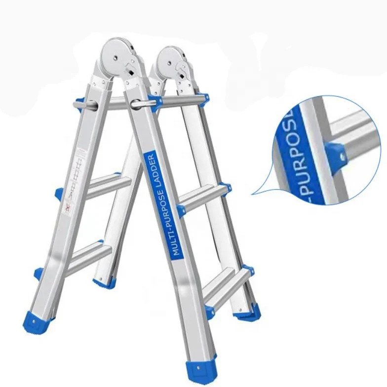 Double Sided Aluminum Telescopic Step Ladders Small Giant Household  Foldable Ladder Hinge Little Portable Ladder
