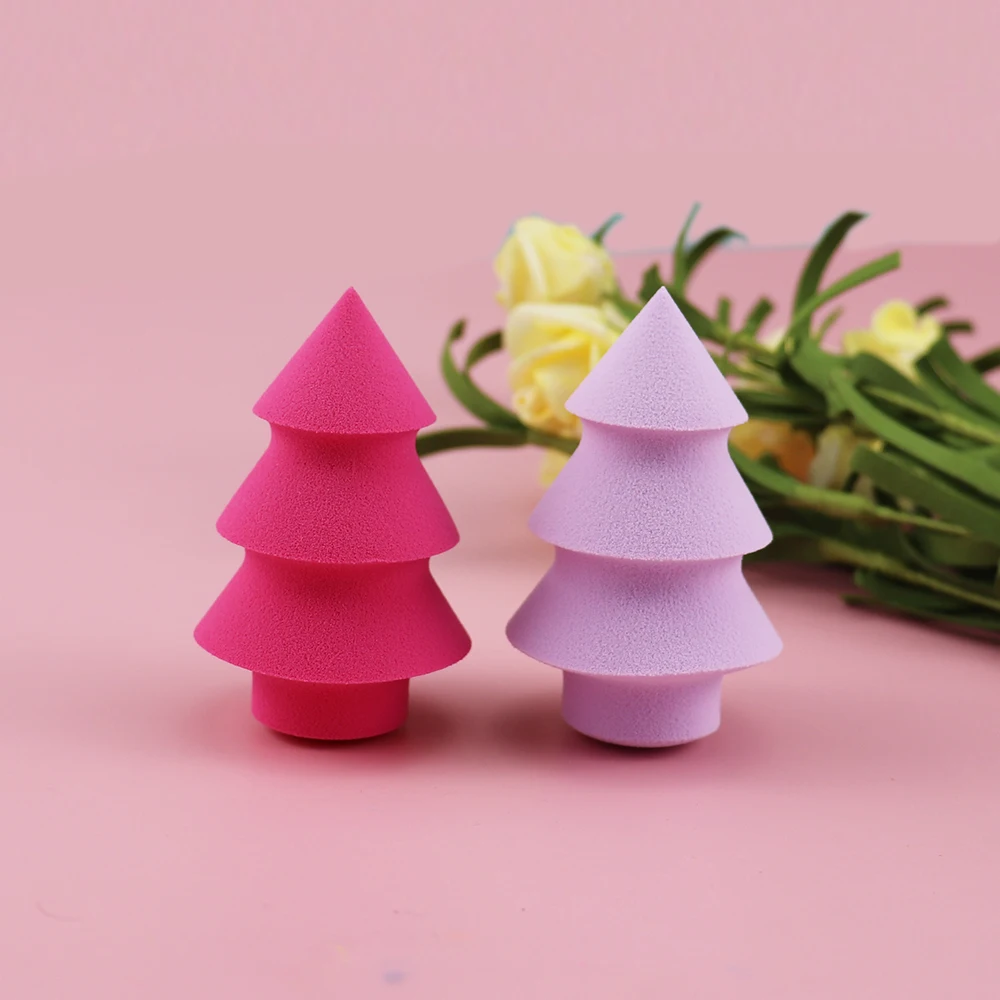 Christmas Tree Shaped Makeup Sponge Cosmetic Make up Sponge for Facial Cosmetic Puff Wholesales