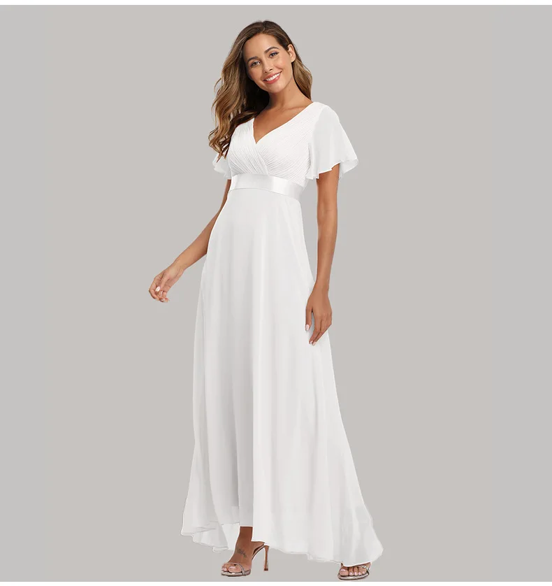 Wedding Party Bridesmaid Dresses Natural Maxi Women Short Sleeve Adults  Sleeveless Straight Wholesale Price Chiffon Knitted