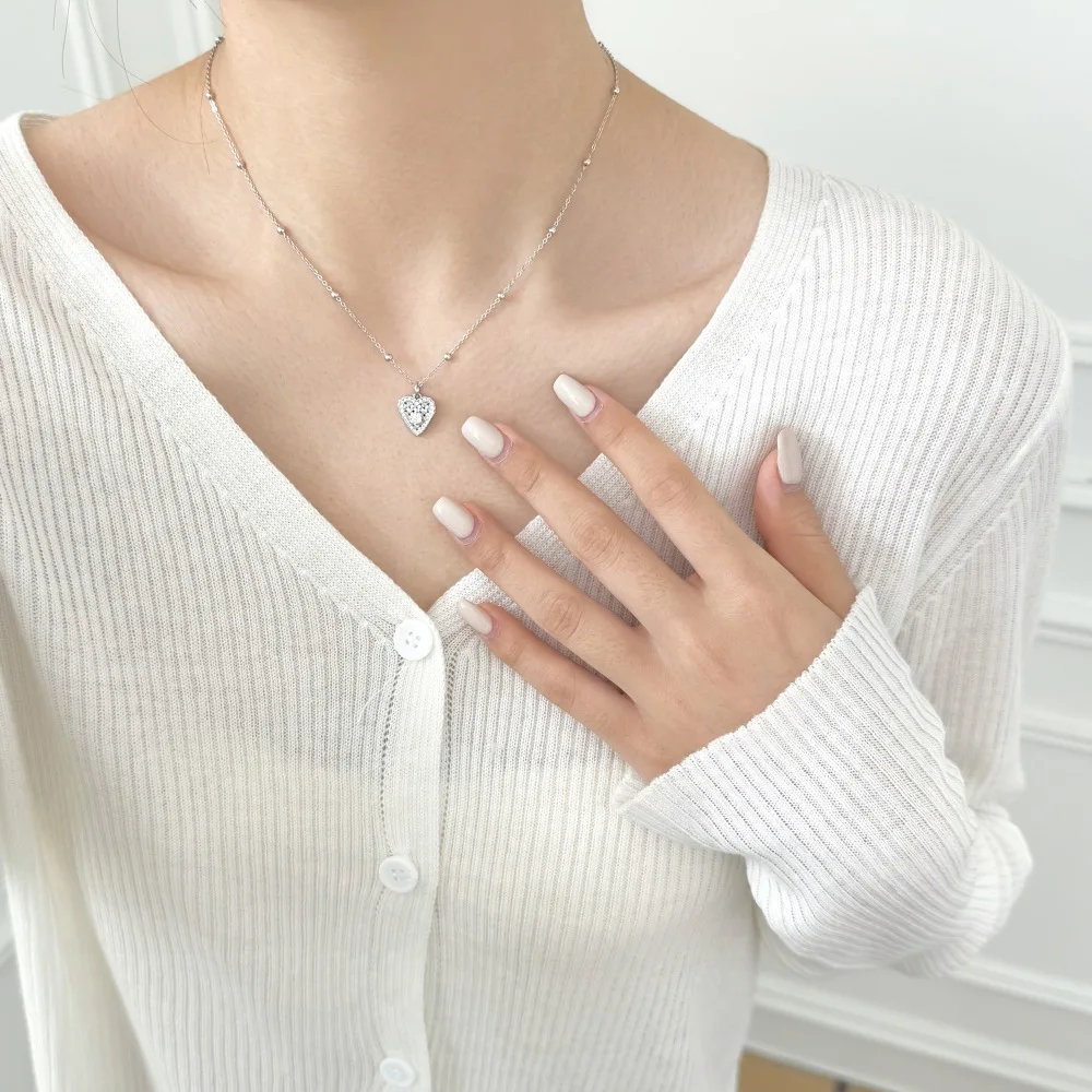 KAKODIY exquisite fashion jewelry rhodium 18K gold plated 925 Sterling Silver bead chain 5A zirconia love pendant necklace gift detail 7