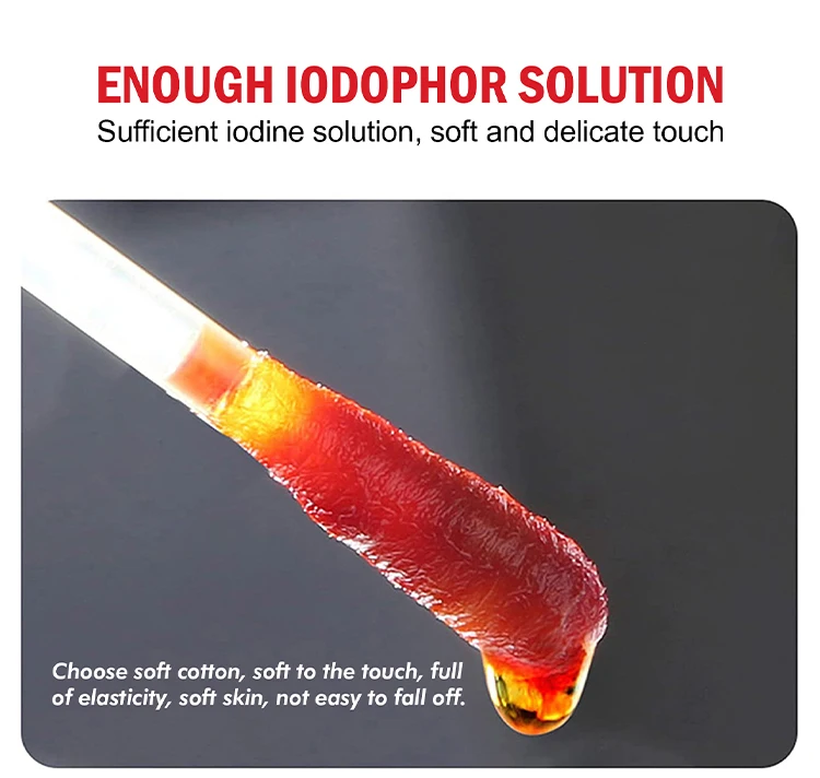 Oem Disposable Medical Sterile Povidone Iodine Cotton Swab Sticks For