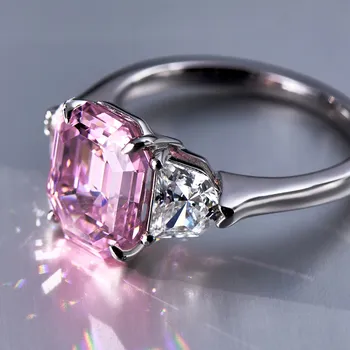 Free Sample White Gold Plated Pink Diamond Trendy Ring Woman CZ Engagement 5A Zircon Rings 925 sterling silver zirconia ring