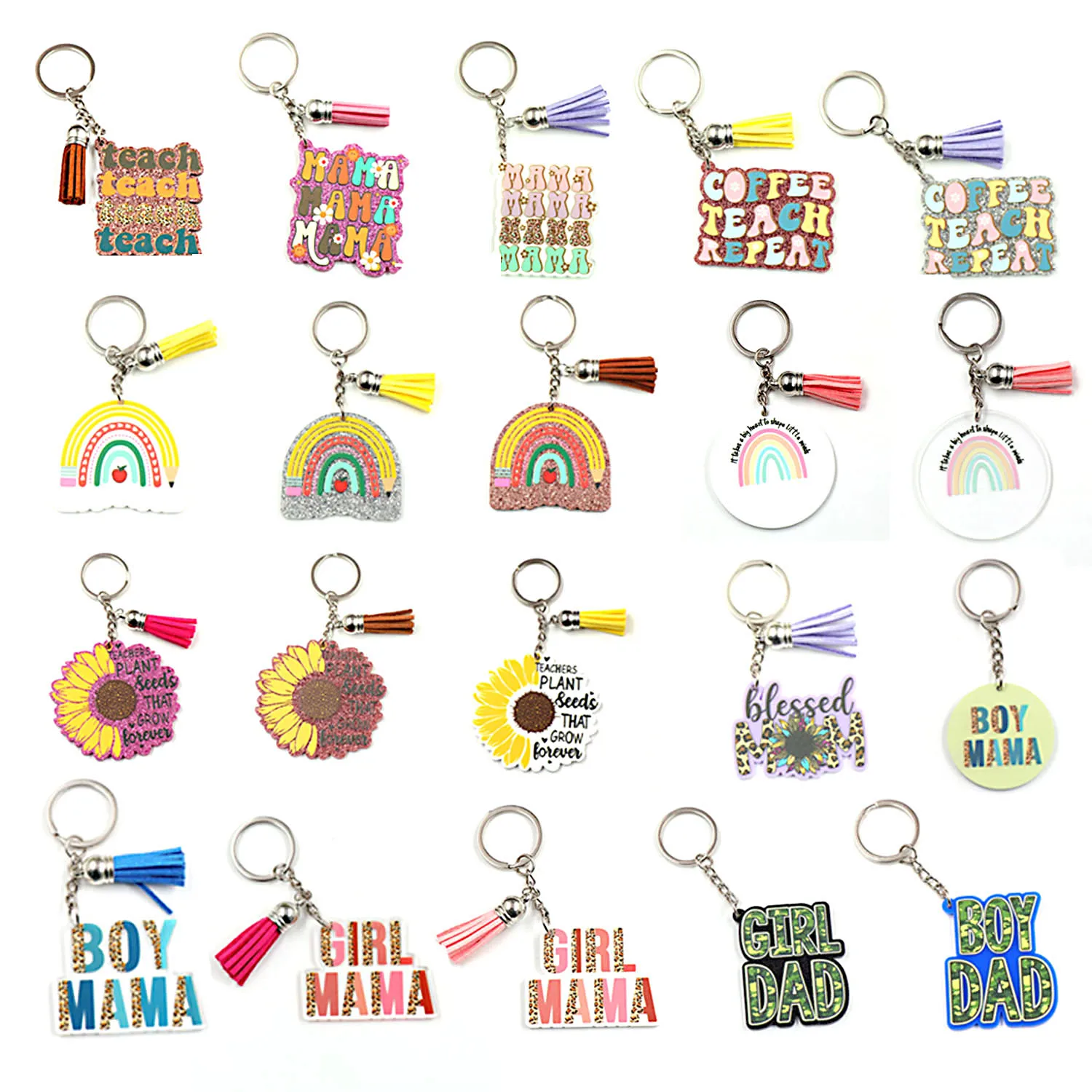 Factory wholesale high quality popular Handmade cute fashion  2022 Glitter Acrylic keychains supplier