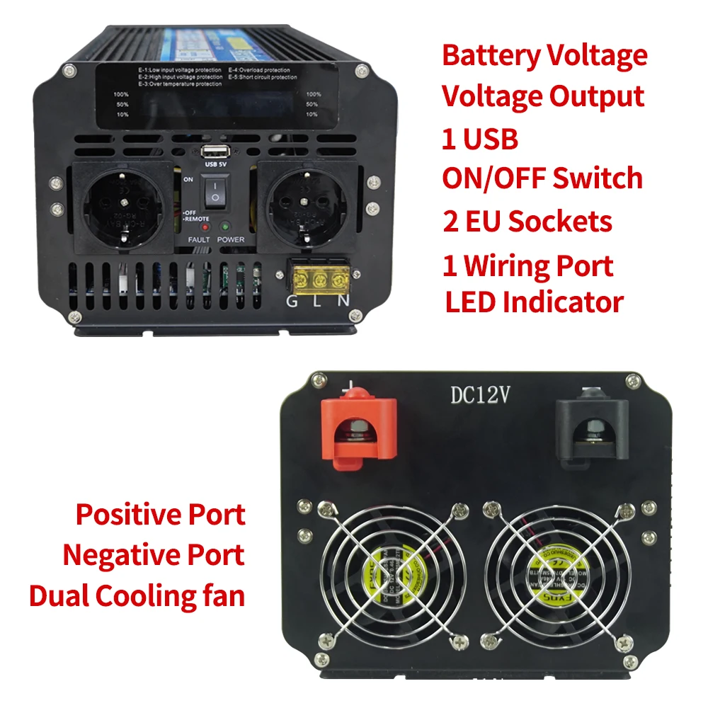Lvyuan 4000w 8000w Car Converter Usb Output Inverter Charger 12v Dc