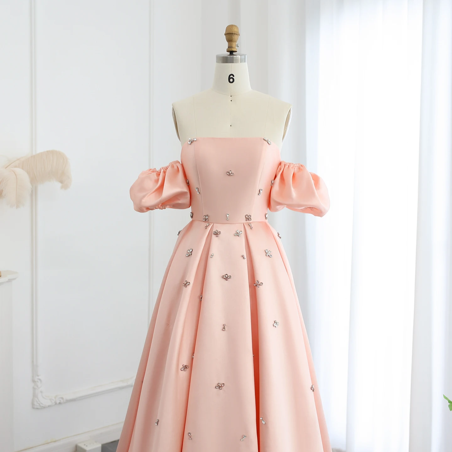 formal balance dress design Plus Surplice Neck Lantern Sleeves Chiffon Formal Mermaid Dress Green / 4XL main image 1