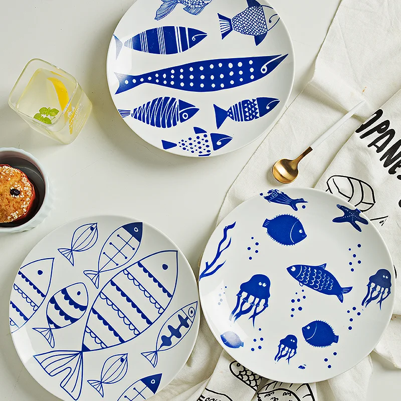 Colorful Decal Pattern Japanese Style High Quality Ceramic Dinner Plates Dishes