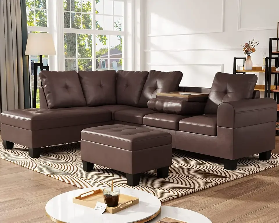 Top Manufacture Sectional Sofa With Ottoman Modular Combination Leather