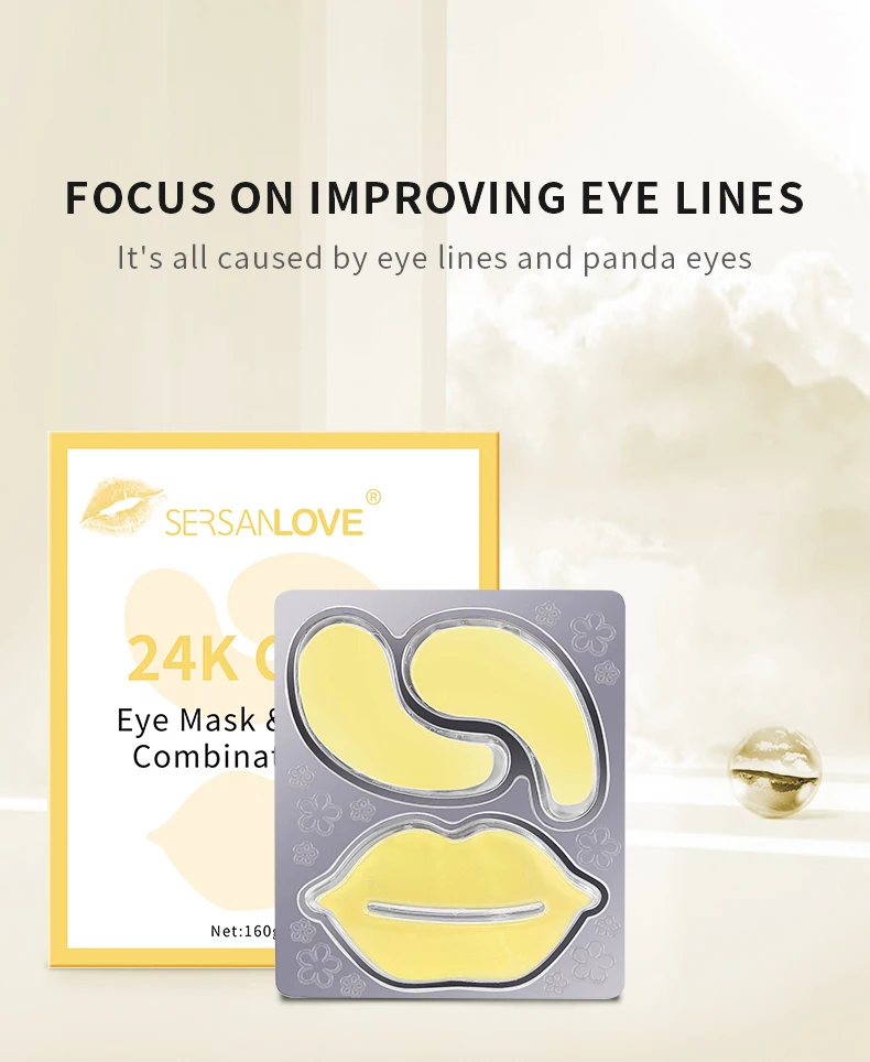 Sersanlove 24k Gold Eye Mask & Lip Mask Combination Pack Moisturizing ...