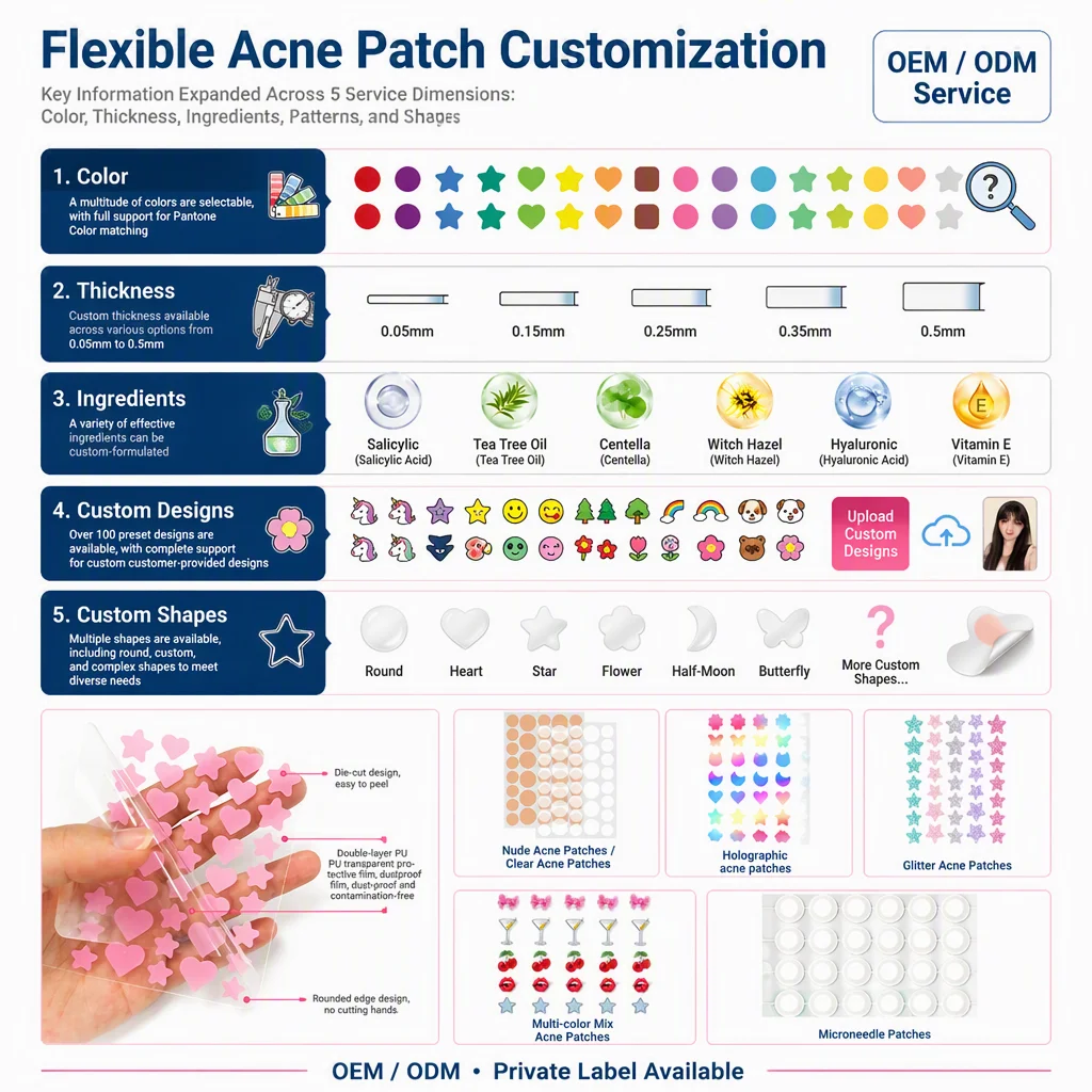 Manufacturer Hydrocolloid Acne Patches OEM Pimple Patches for Face Invisible Zit Stickers Spot Dots Custom Logo
