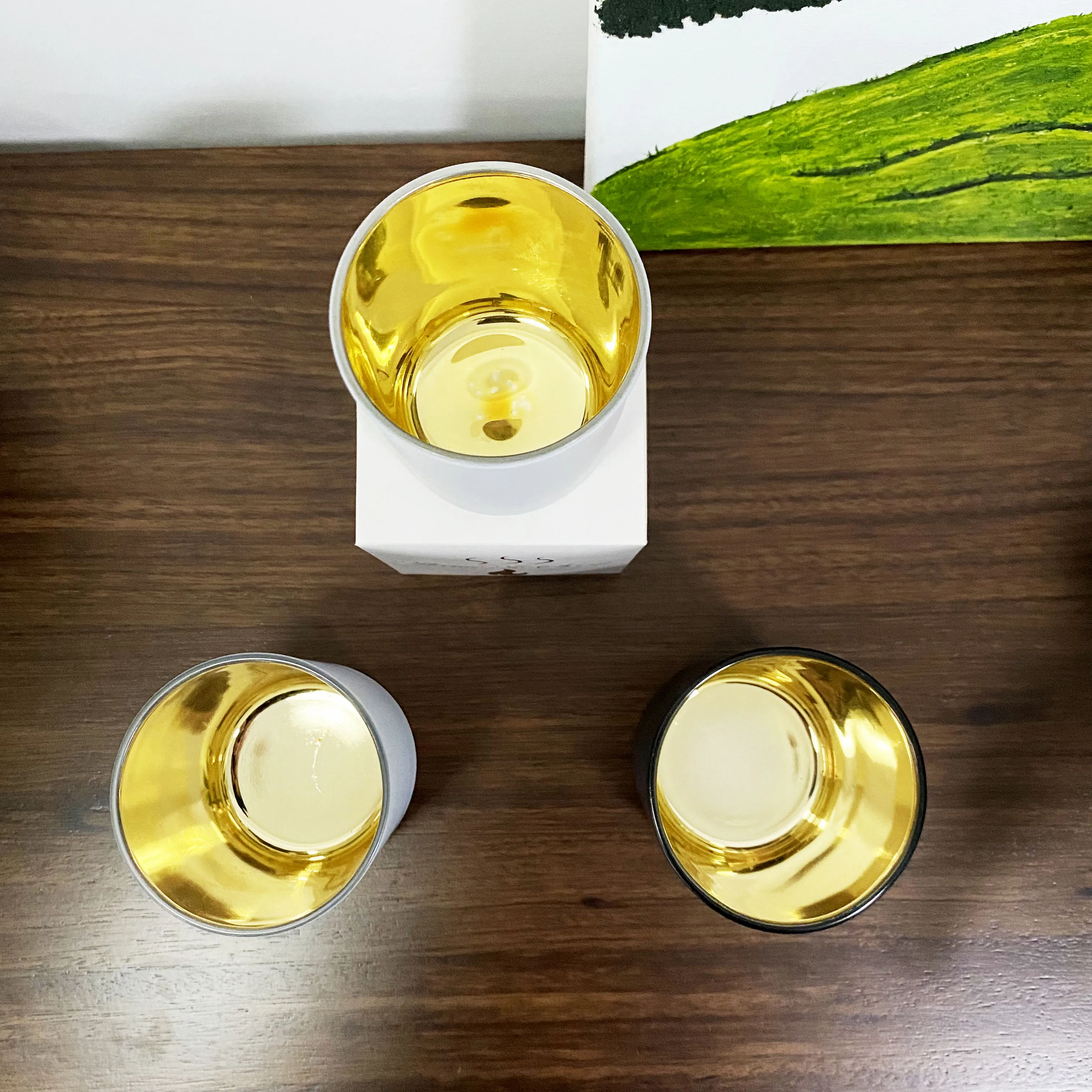 Low Moq Luxury Gold Glass Candle Jar Spot Matte White Black 6oz 8oz