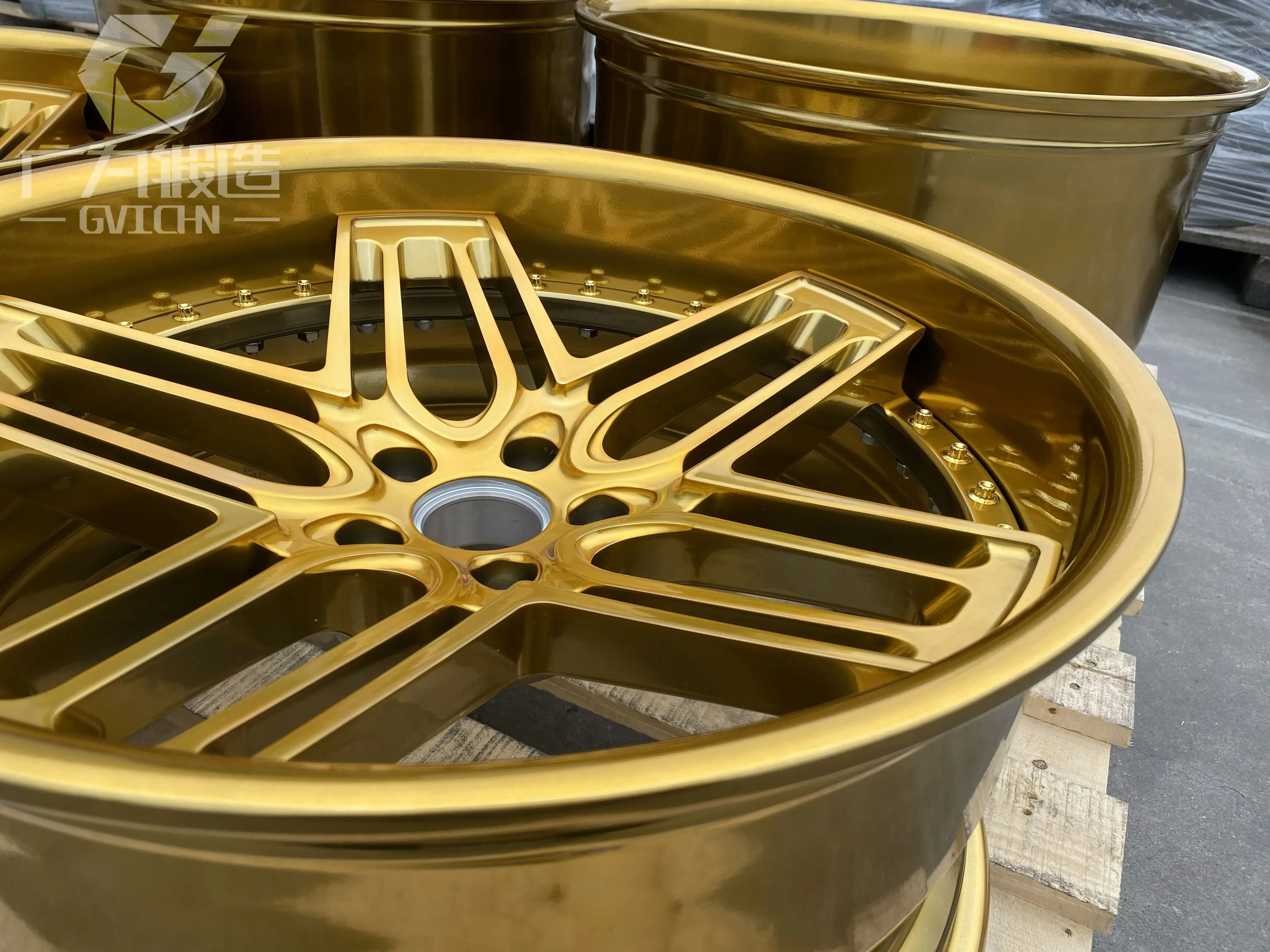 GVICHN 2 piece golden gloss rim aluminum alloy forged wheels 16 17 18 19 20 21 22 23 24 inch 5x112 5x114.3 5x120