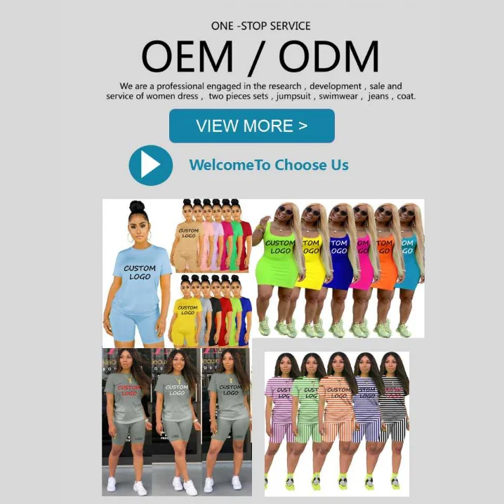2021 New Drop Shipping LOGO Custom Logo Clothing Cotton Short 2 Piece Women Outfit Two Piece Pants Set Women Clothing
