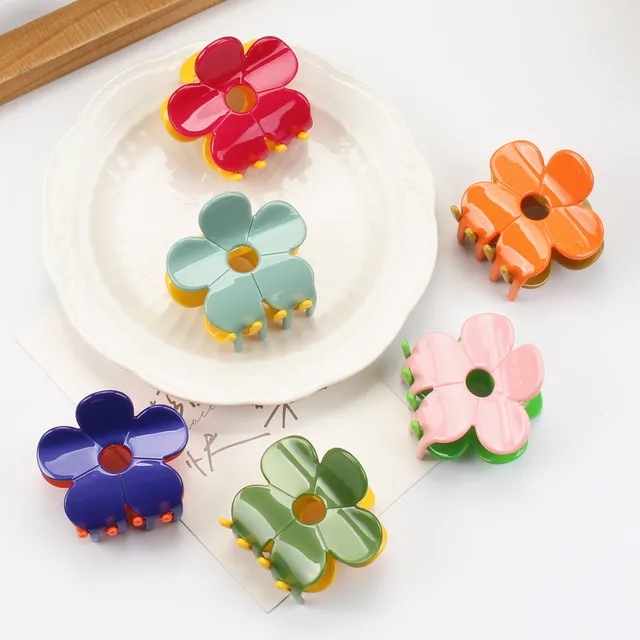 YOMO Women's Hair Accessories Sweet Girl Acetate Two-color Flowers Grab Clip Hair Claw Claw Clips Wholesale