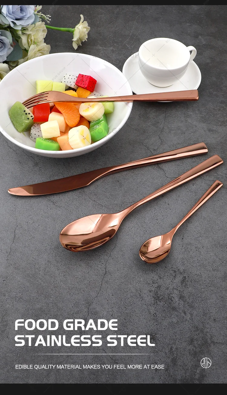 Wholesale Rose Gold Vintage Hotel Restaurant Stainless Steel Flatware Spoon Fork Knife Cutlery Luxury Wedding Silverware Set