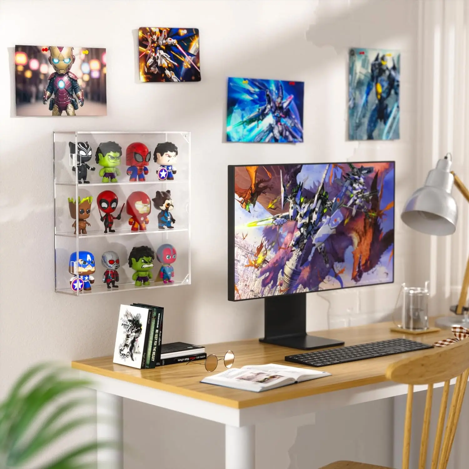 Mini 3-Layer Desktop Storage Cabinet Organizer Clear Acrylic Funko Pop Figures Display Case Wall Mounted Display Supermarket