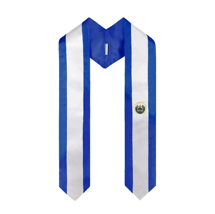 Standard Length Embroidery Sash Custom Flag El Salvador National Flag Graduation Stole