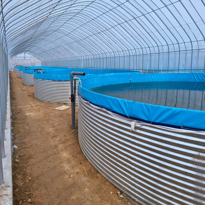 Perfect Quality Galvanized Panel Frame Fish Pond With PVC Liner Circular Fish Tank
