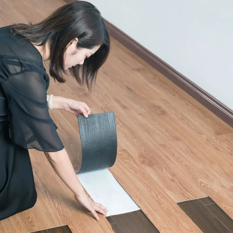 Brown Oak Wood Peel and Stick Floor Tile Wood Vinyl Plank Flooring Waterproof Self Adhesive Brown Laminate Flooring