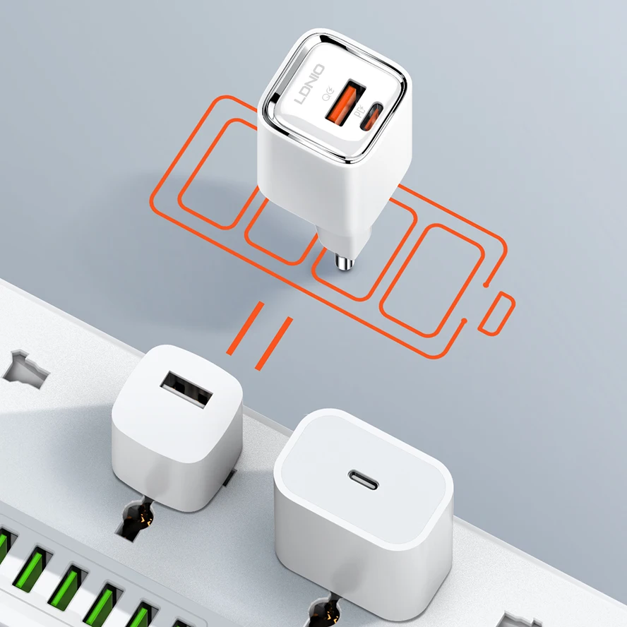 LDNIO A2317C 30W High Power Fast Wall Charger  PD QC  Fast Charging USB Port Portable Phone Fast Charger