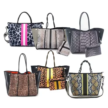 Famous brands inspired designer snakeskin purses and handbags for women luxury hand bags leopard neoprene woven ladies handbag