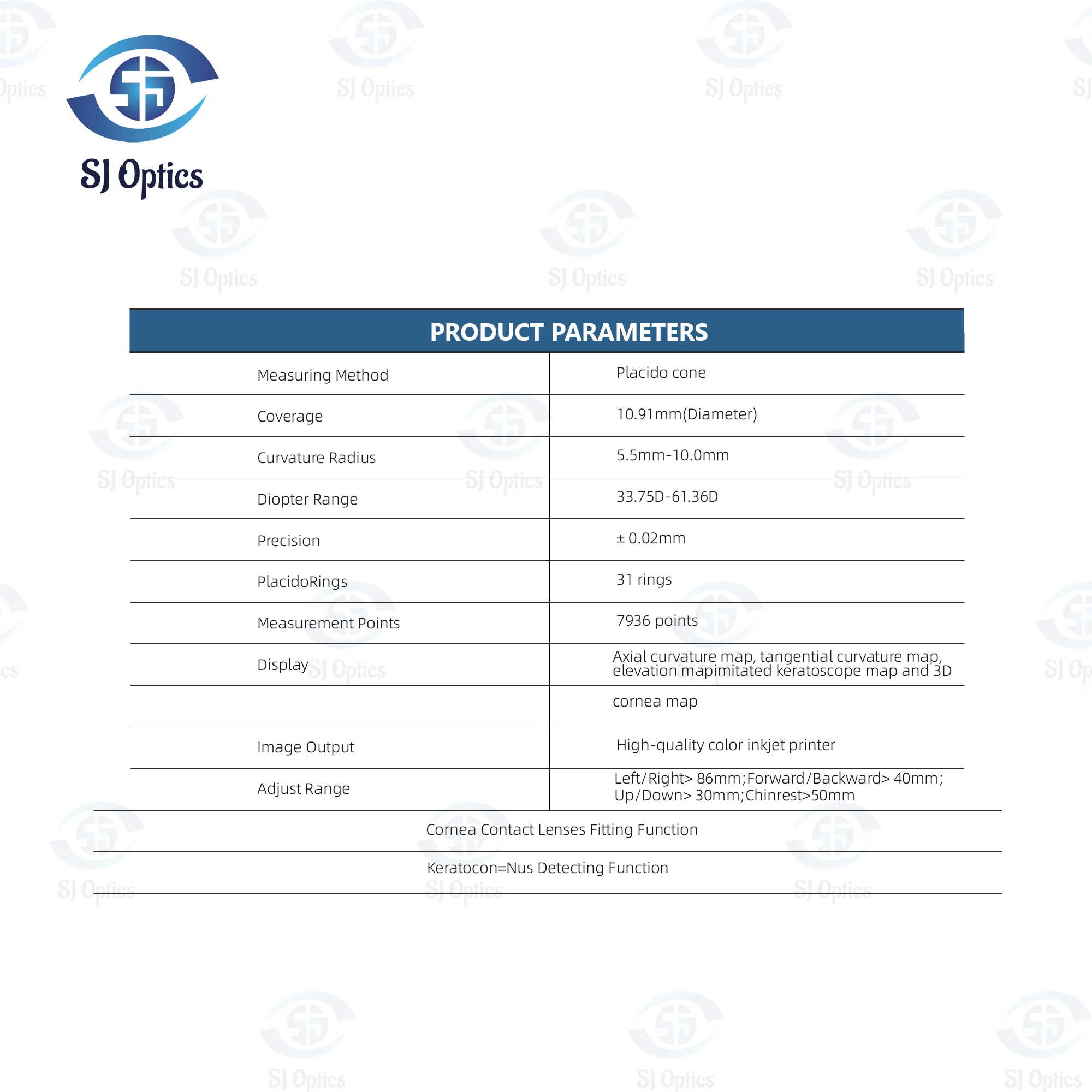 SJ Optics SW-6000 Corneal Topographer Ophthalmic Equipment Map System Ophthalmology