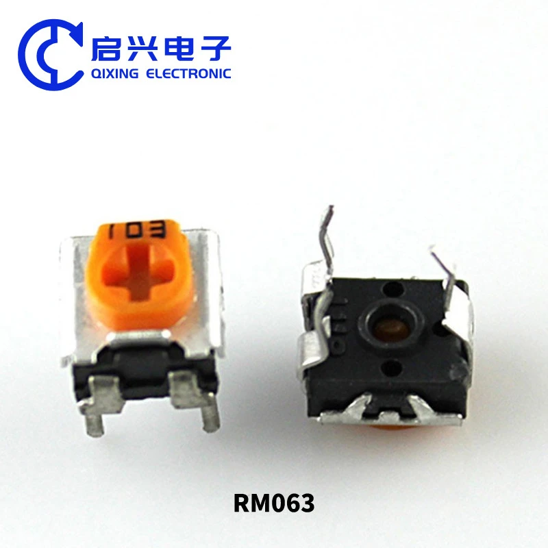 RM063 yellow single turn carbon film trimmer potentiometer 500 ohm 1k 5K 50K 100k 500K 1M adjustable resistor