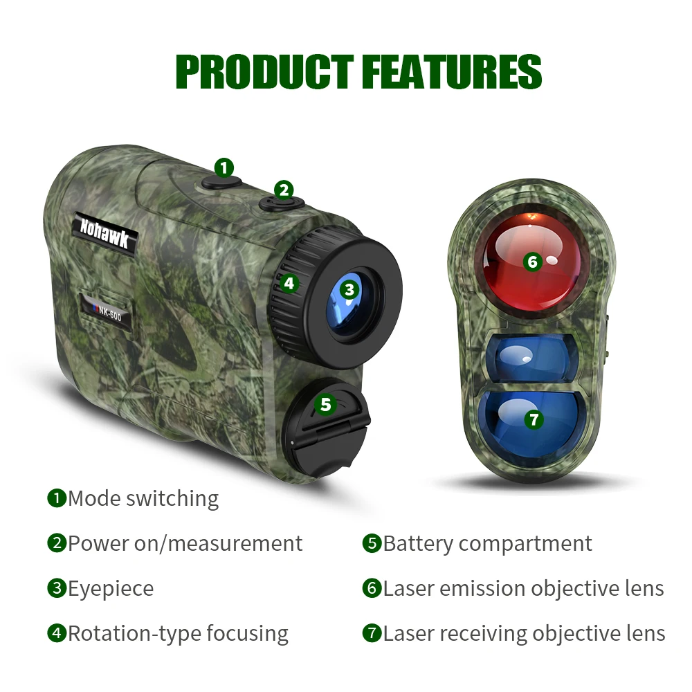 Nohawk Range Finder 1000M Hunting Scope Hunting Laser Distance Meter Rangefinder