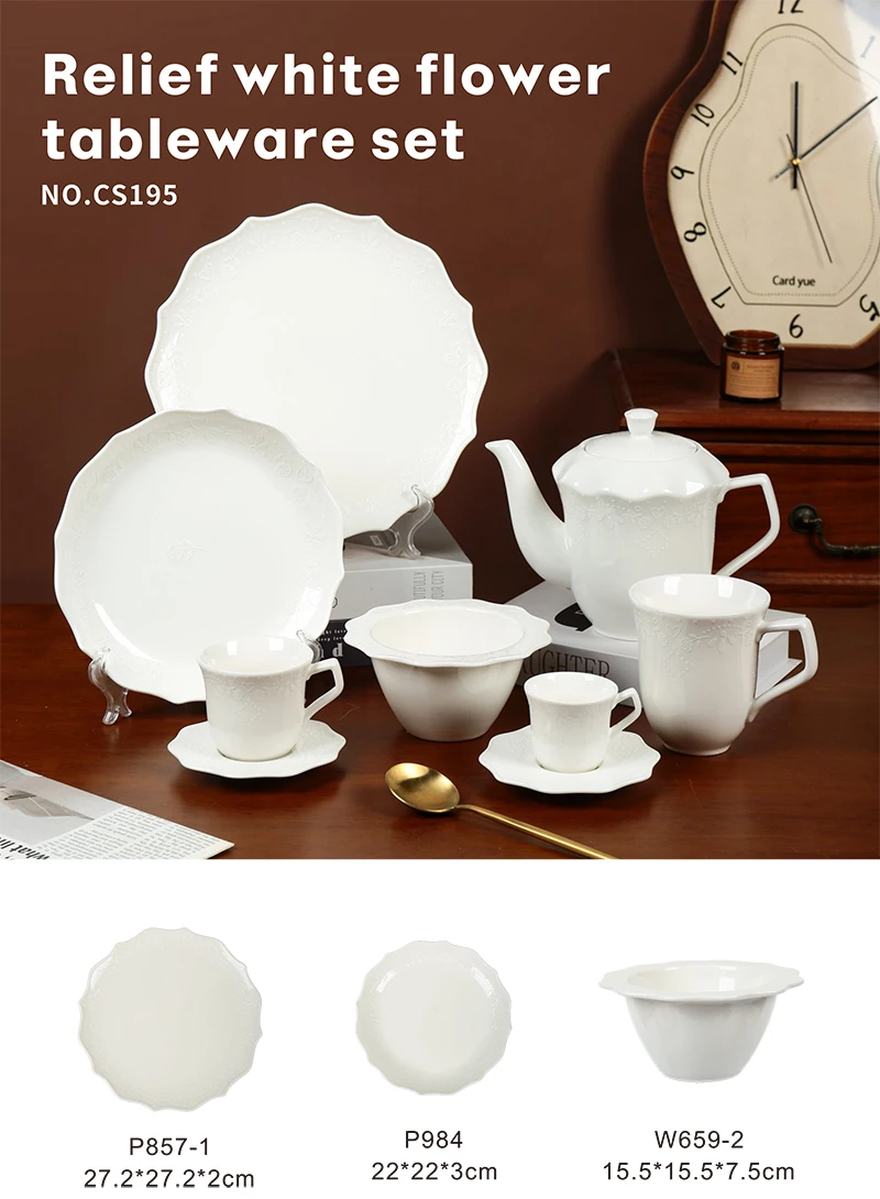 product wholesale ceramic flower prints cup and saucer set elegant tea pot set restaurant personalized decal tableware set355-1