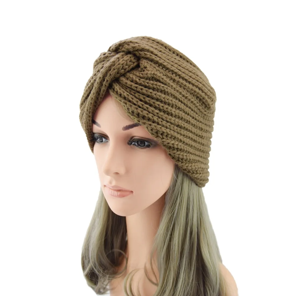 Women Warm Winter Knit Turban Cross Twist Wrap Cap Hair Beanie Hat Multi Color # 