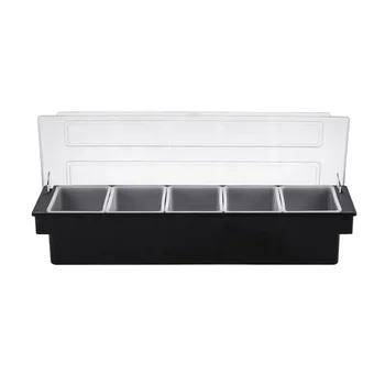 Bar Garnish Tray in Stainless Steel - 6 Compartments