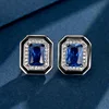 Blue pointed crystal ear studs