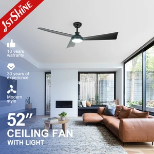 1stshine LED Ceiling Fan Black ABS Blades DC Copper Motor Smart Remote Ceiling Fan with LED Light