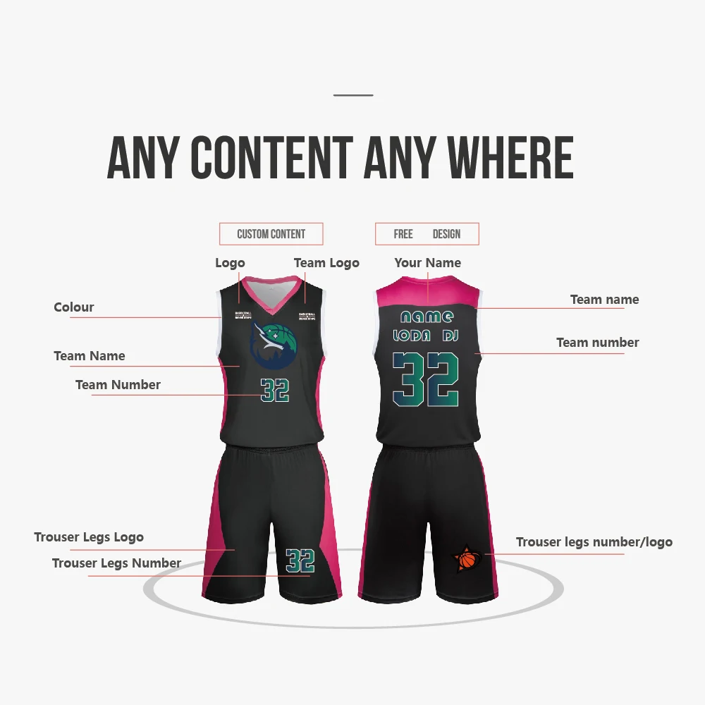 Source custom design team basketball uniform Pink women basketball jersey  on m.