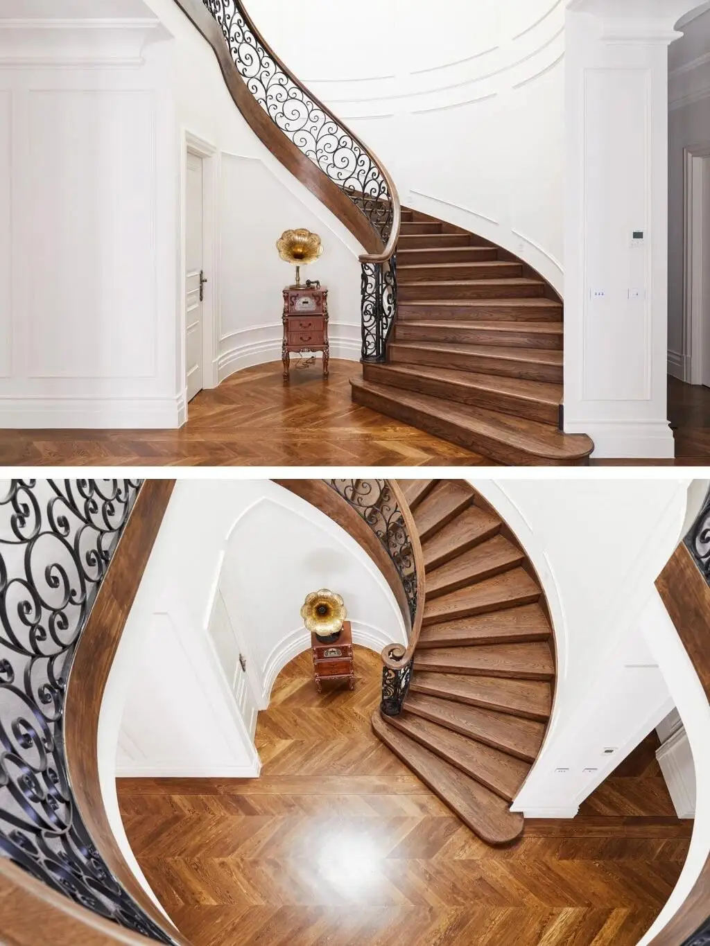 Modern Villa Steel Wood Spiral Staircase Indoor Decorative Metal Custom ...