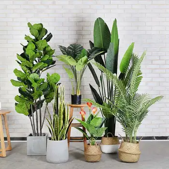 Artificial plant Artificial Potted Plants Trees Bonsai Rubber Leaves Plastic tree Leaf Decorative indoor tropical